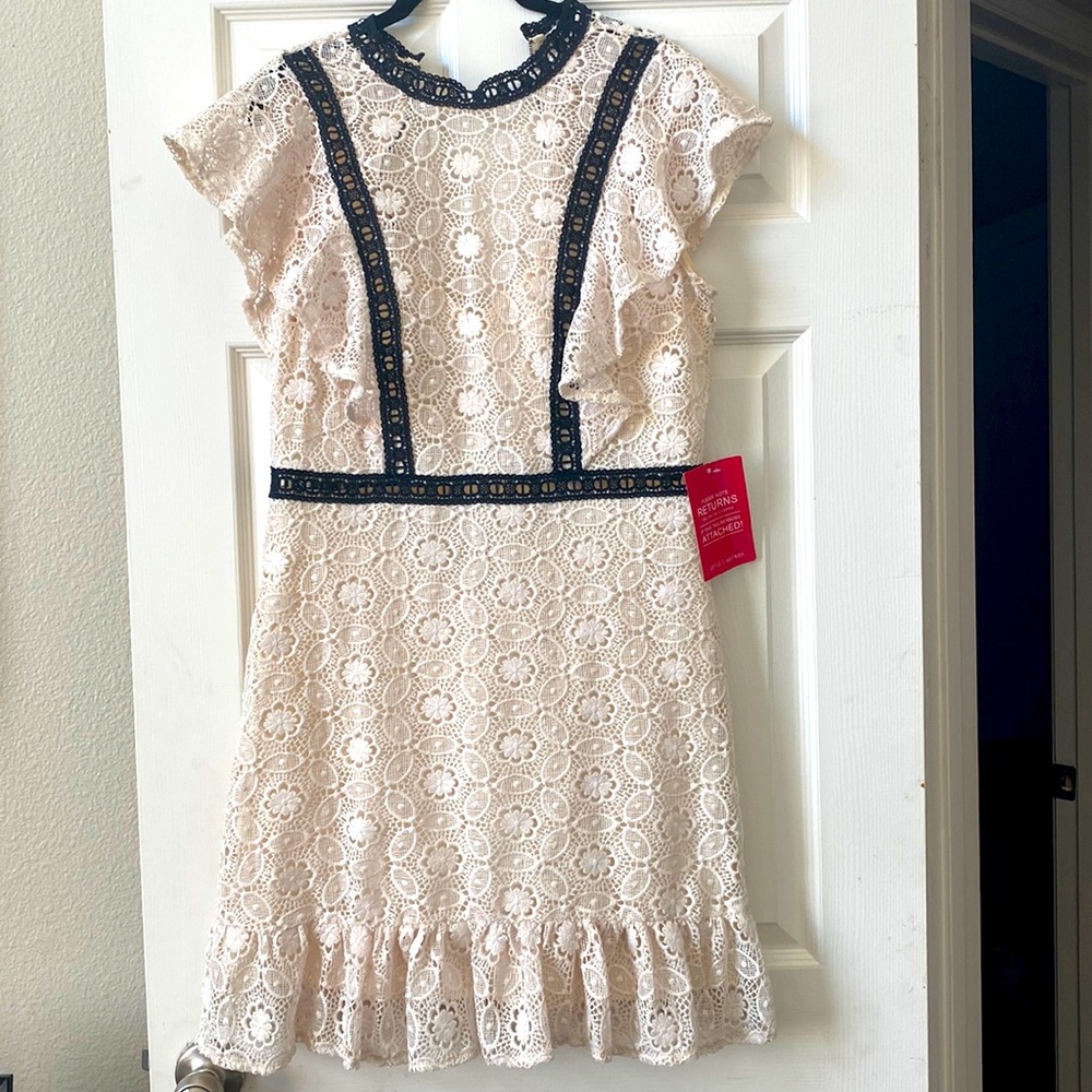Cream and Black Lace Dress